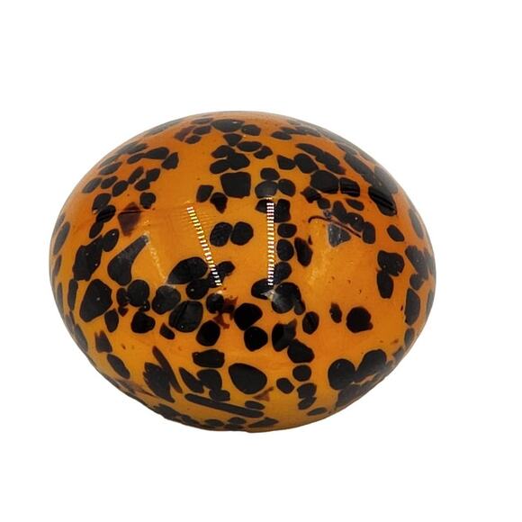 Paperweight Art Glass Leopard Animal Print Vintage Bookshelf Home Office Decor - Picture 1 of 12